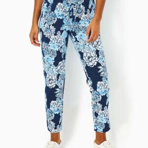 Lilly Pulitzer Navy and Light Blue Floral Emora Pants